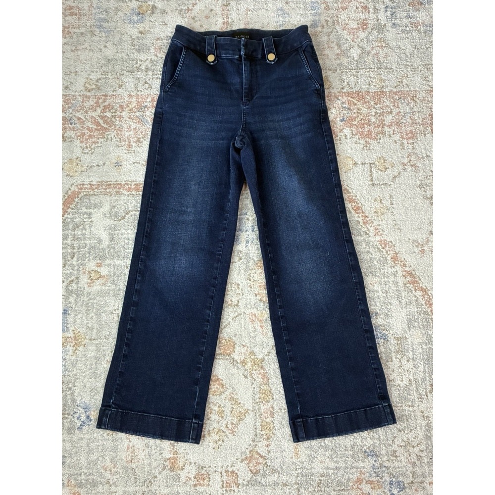 High Rise Wide Leg Talbots Sailor Jeans Dark Wash Nautical Sz 2Petite